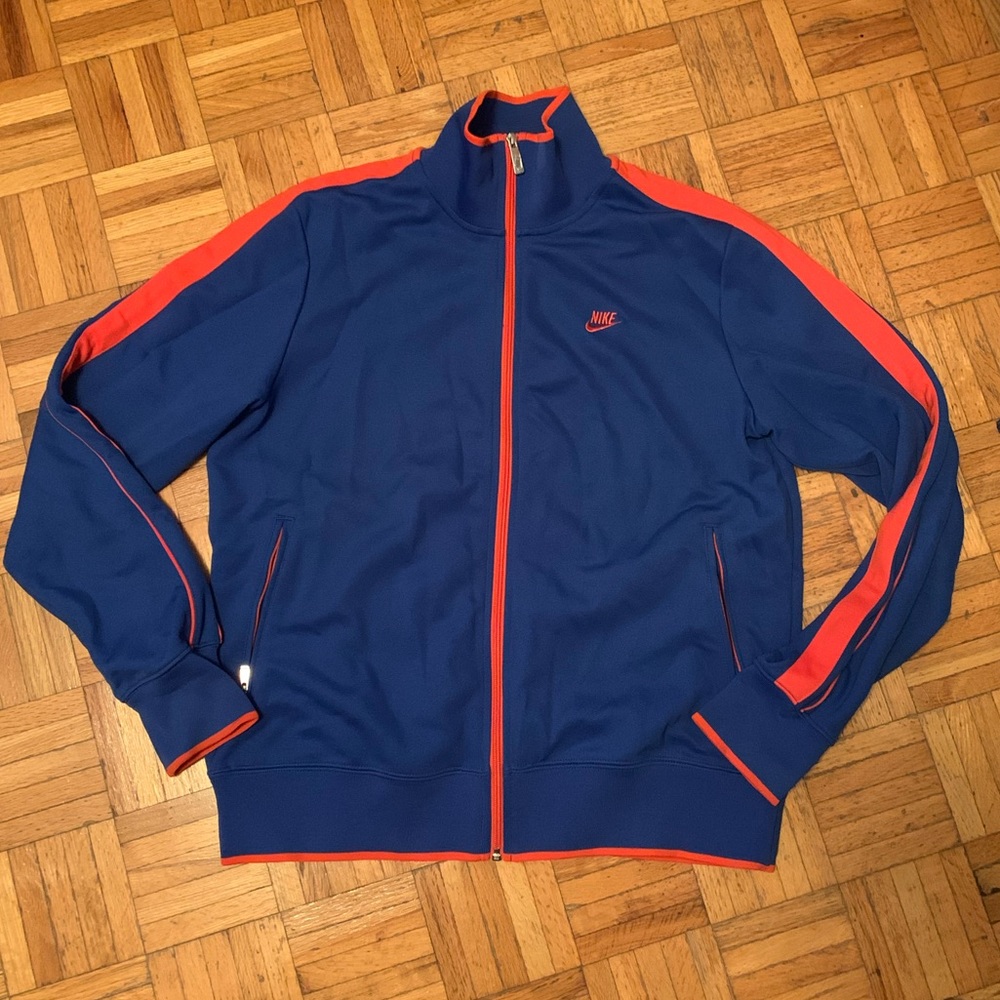 Nike Men’s Blue Track Jacket with Red Trim